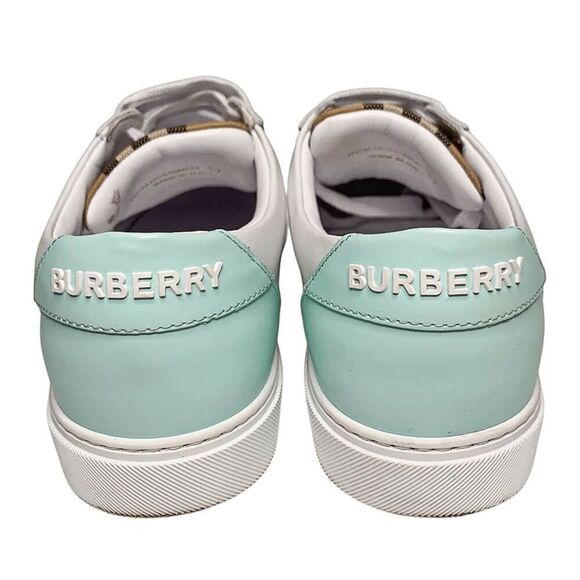 Burberry Low Top Nova Check Selma Lace Up Sneakers EU 37 Optic White Cool Mint - Picture 8 of 11